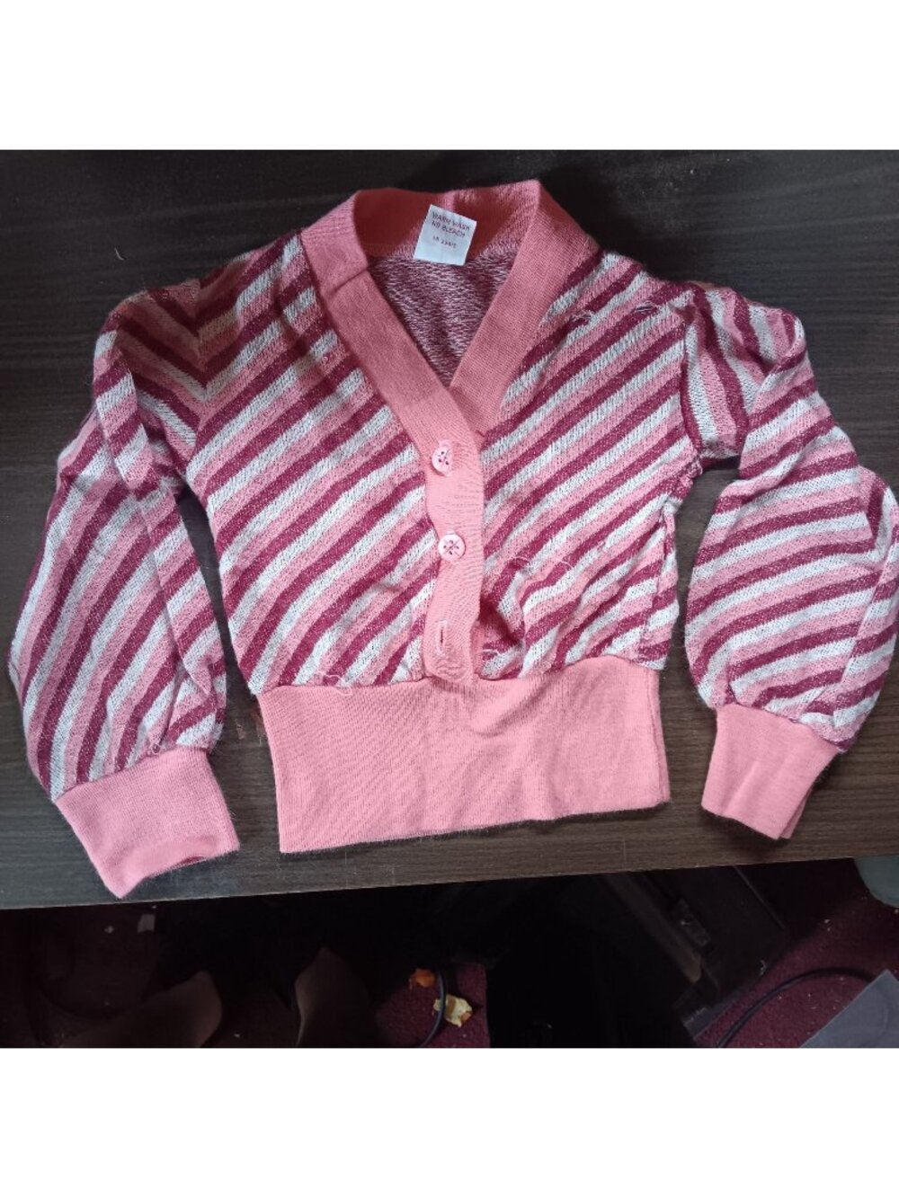Vintage 70's Goucho Crop Top Girls 4T DiscoNice N Soft Pink Striped Knit Hippy